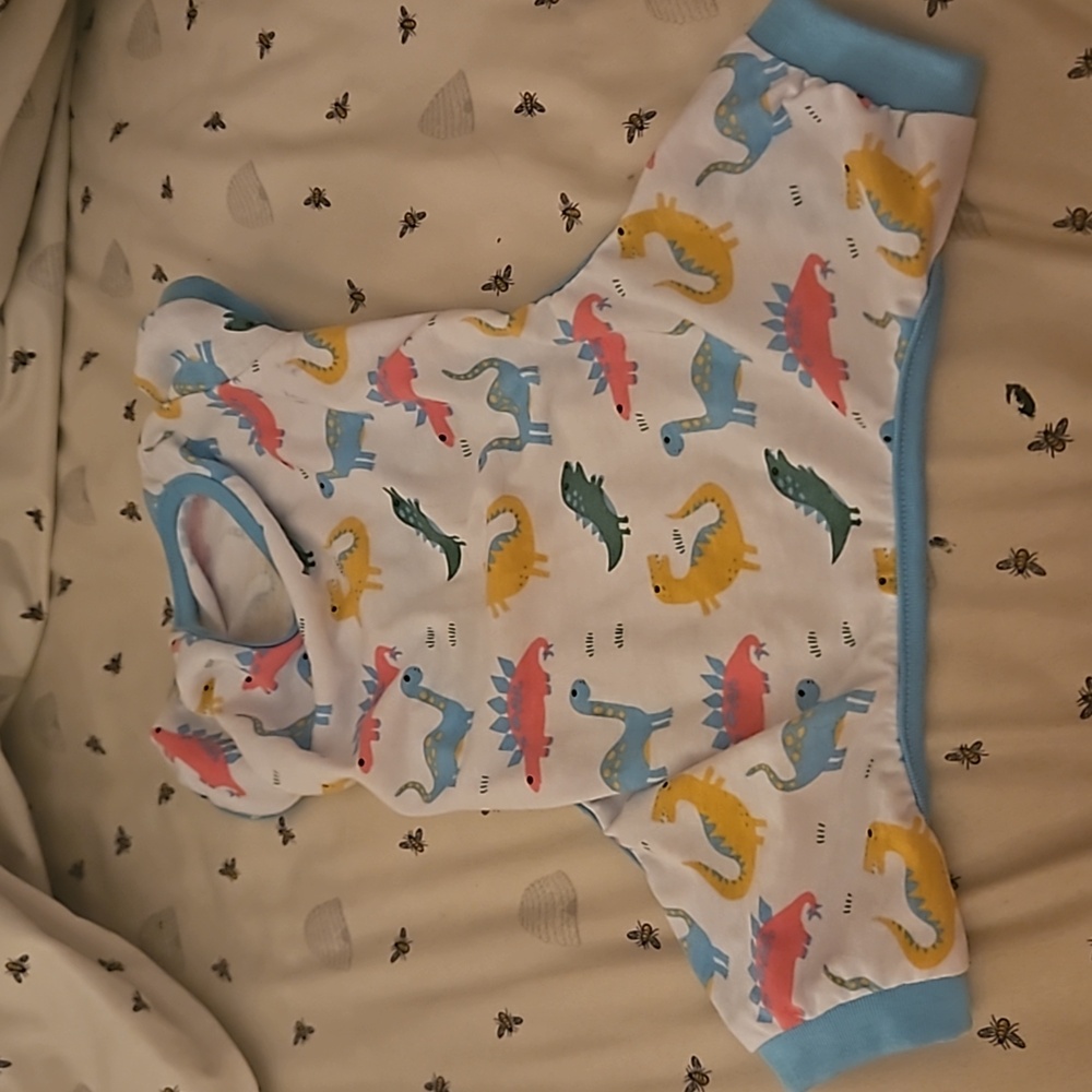 Small pet tee shirt /romper dinosaur graphics